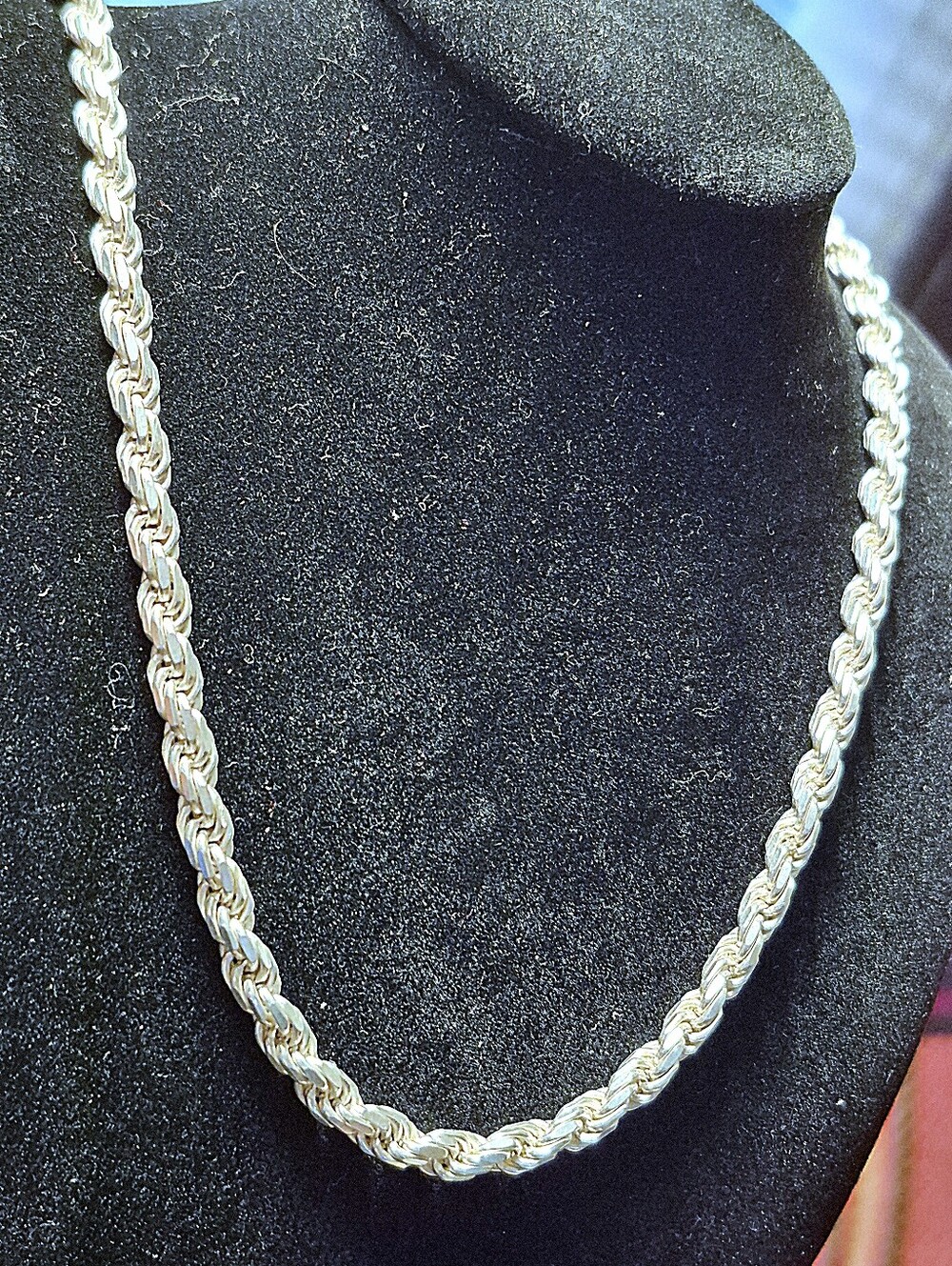 ITALY 925 24 Inch Rope Chain 5mm 43.2 Grams Sterling SILVER HIGH GLOSS NECKLACE